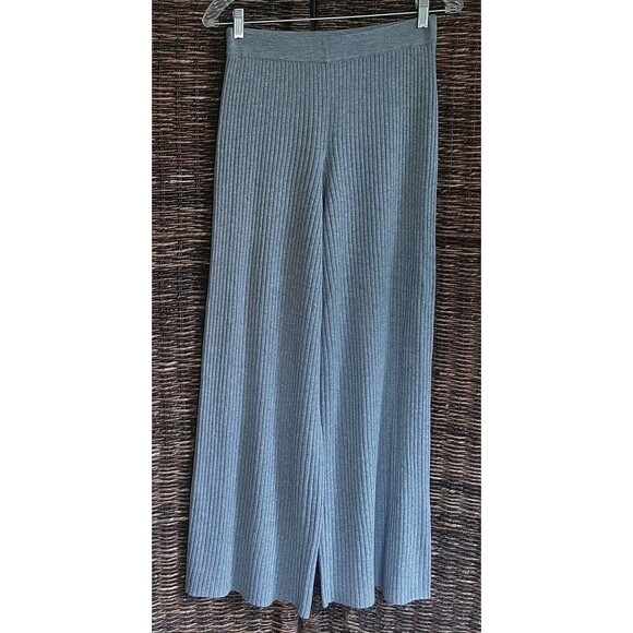 The Drop Wide Leg Pull On Elastic Waist Knit Pants Women's Small Gray Loungewear - Picture 2 of 3